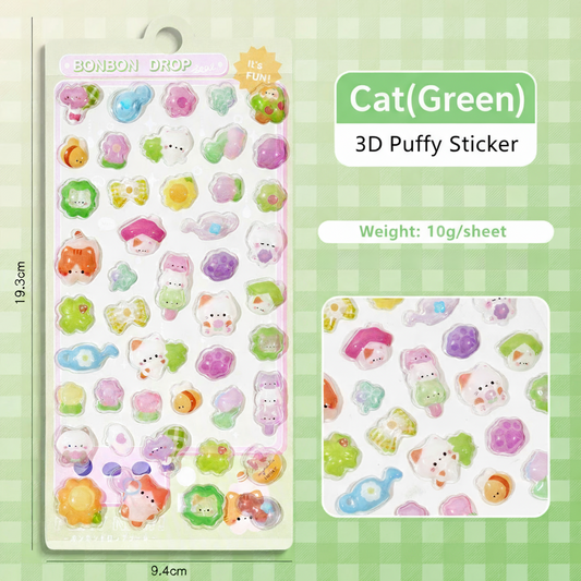Cute Animal Friends Puffy Sticker Sheet