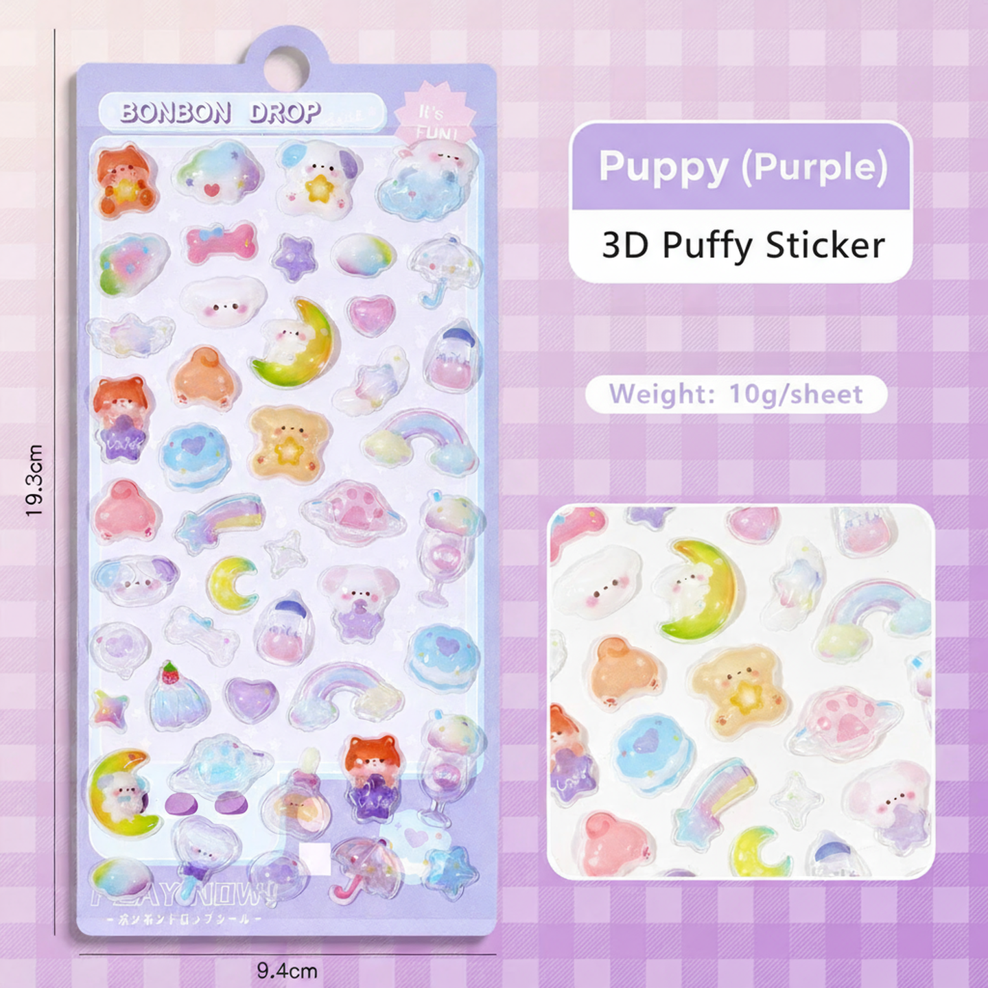 Cute Animal Friends Puffy Sticker Sheet