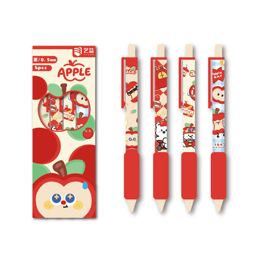Cute Apple Day Gel Pen Set (4 pcs)