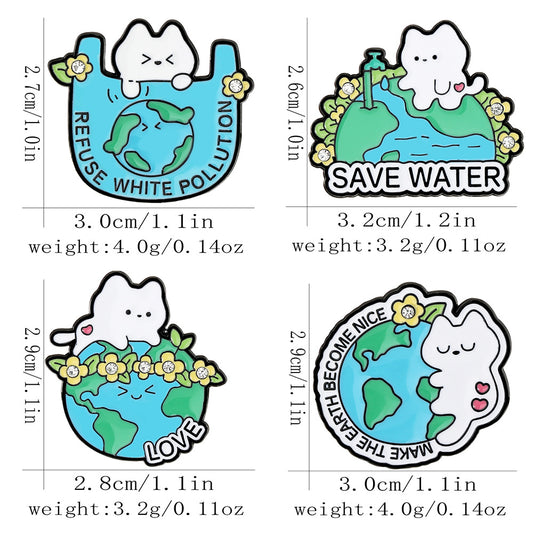Cute Eco Cat Enamel Pin