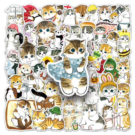 Hand-Drawn Kitten Sticker Pack (50 pcs)