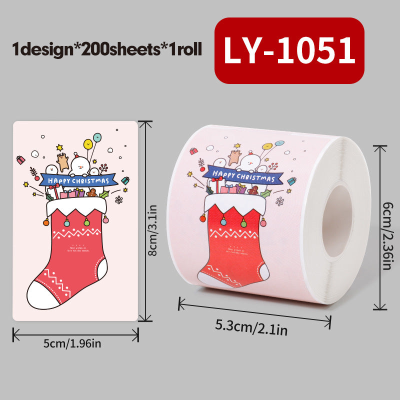 Christmas Sticker Roll for Gifts & Cards