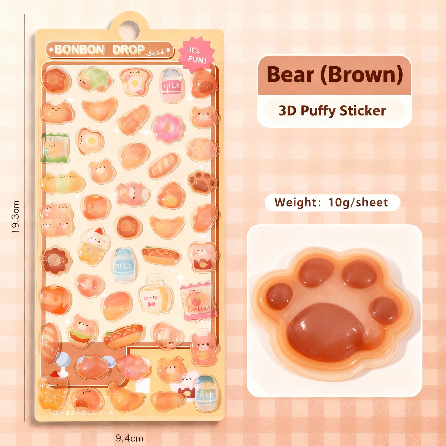 3D puffy stickers with bear design