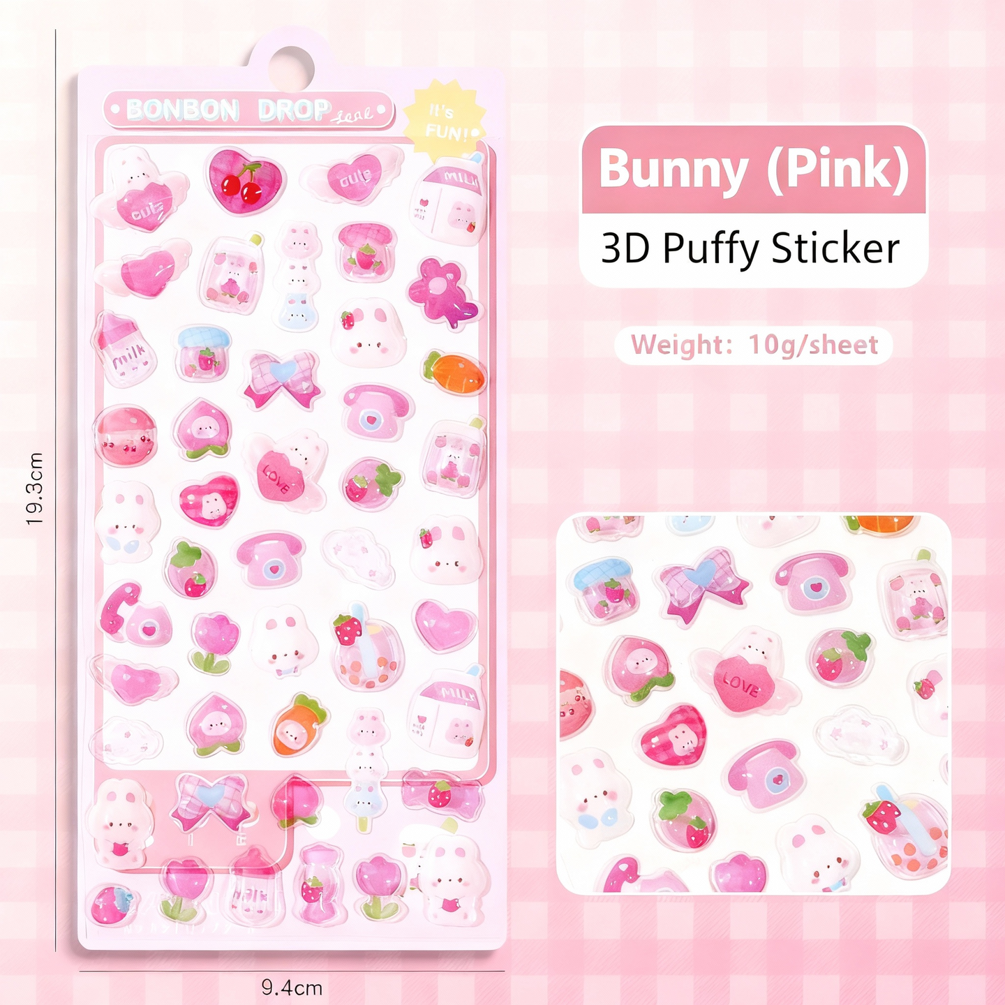 Cute Animal Friends Puffy Sticker Sheet